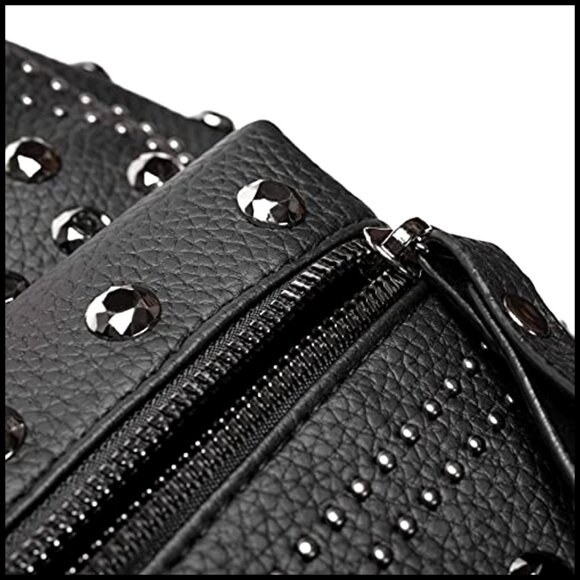 Faux Leather Studded Rhinestone Motorcycle Biker Backpack Purse Gothic Style